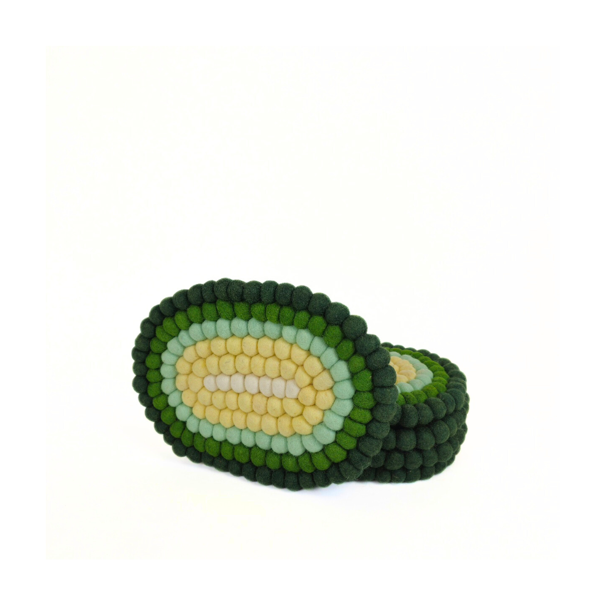 Felted Pom Pom Ball Oval Placemat-Set Of 2Pcs.