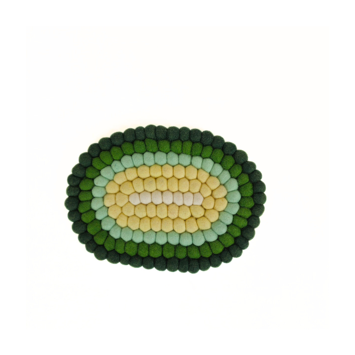 Felted Pom Pom Ball Oval Placemat-Set Of 2Pcs.