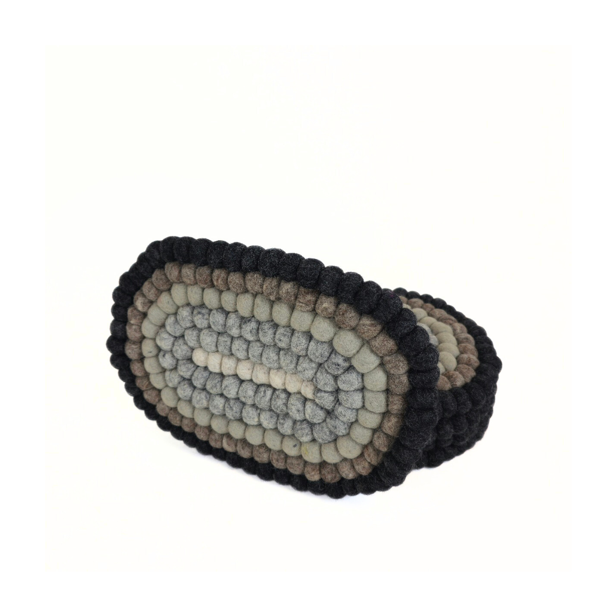 Felted Pom Pom Ball Oval Placemat-Set Of 2Pcs.