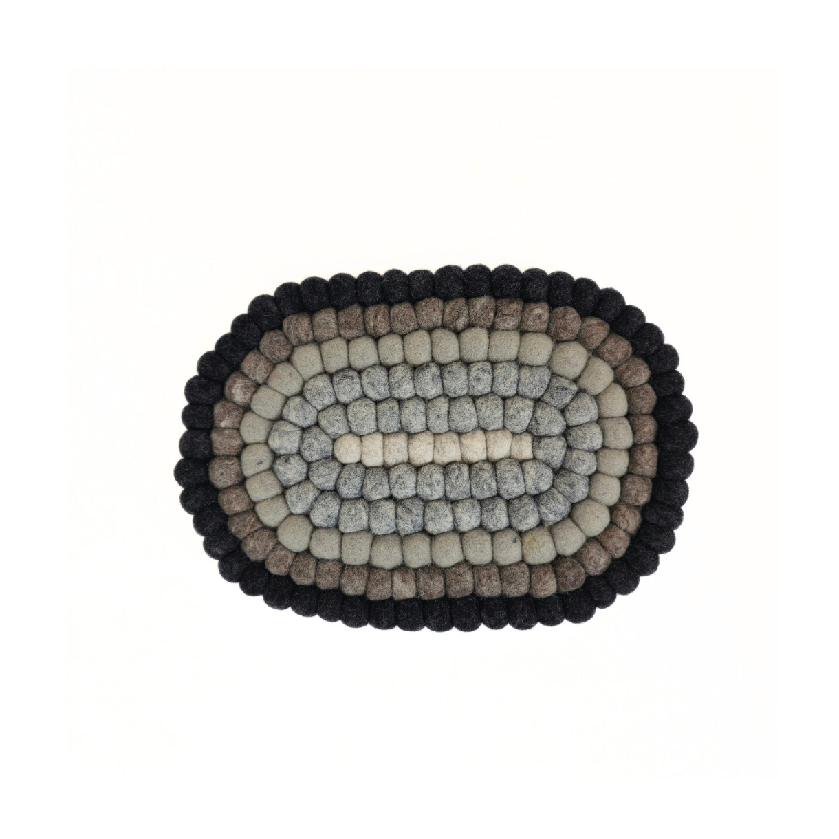Felted Pom Pom Ball Oval Placemat-Set Of 2Pcs.