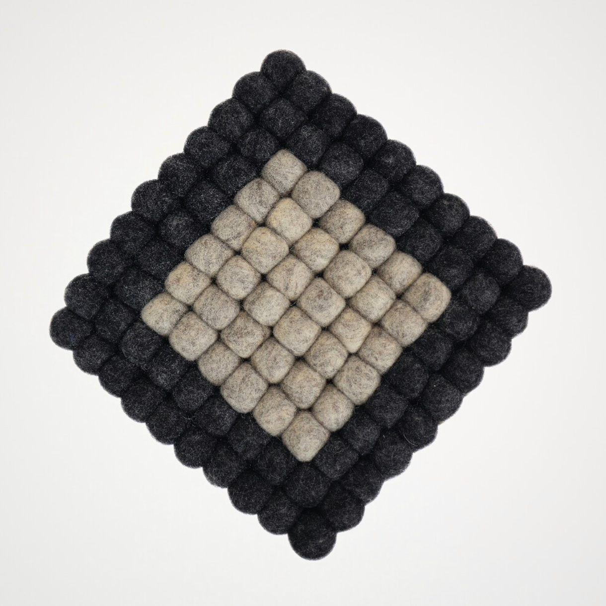 Charcoal-Brown Pom Pom Felt Trivet