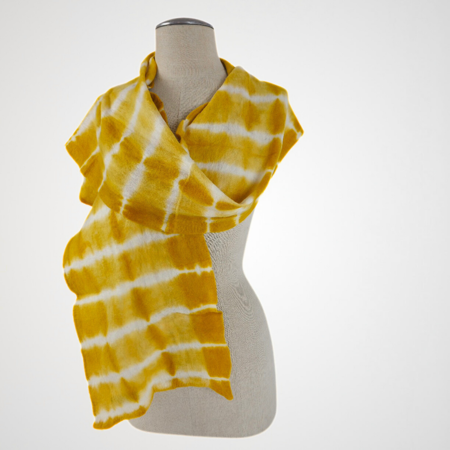 Merino Wool Tie Dye Felted Scarf-Mustard