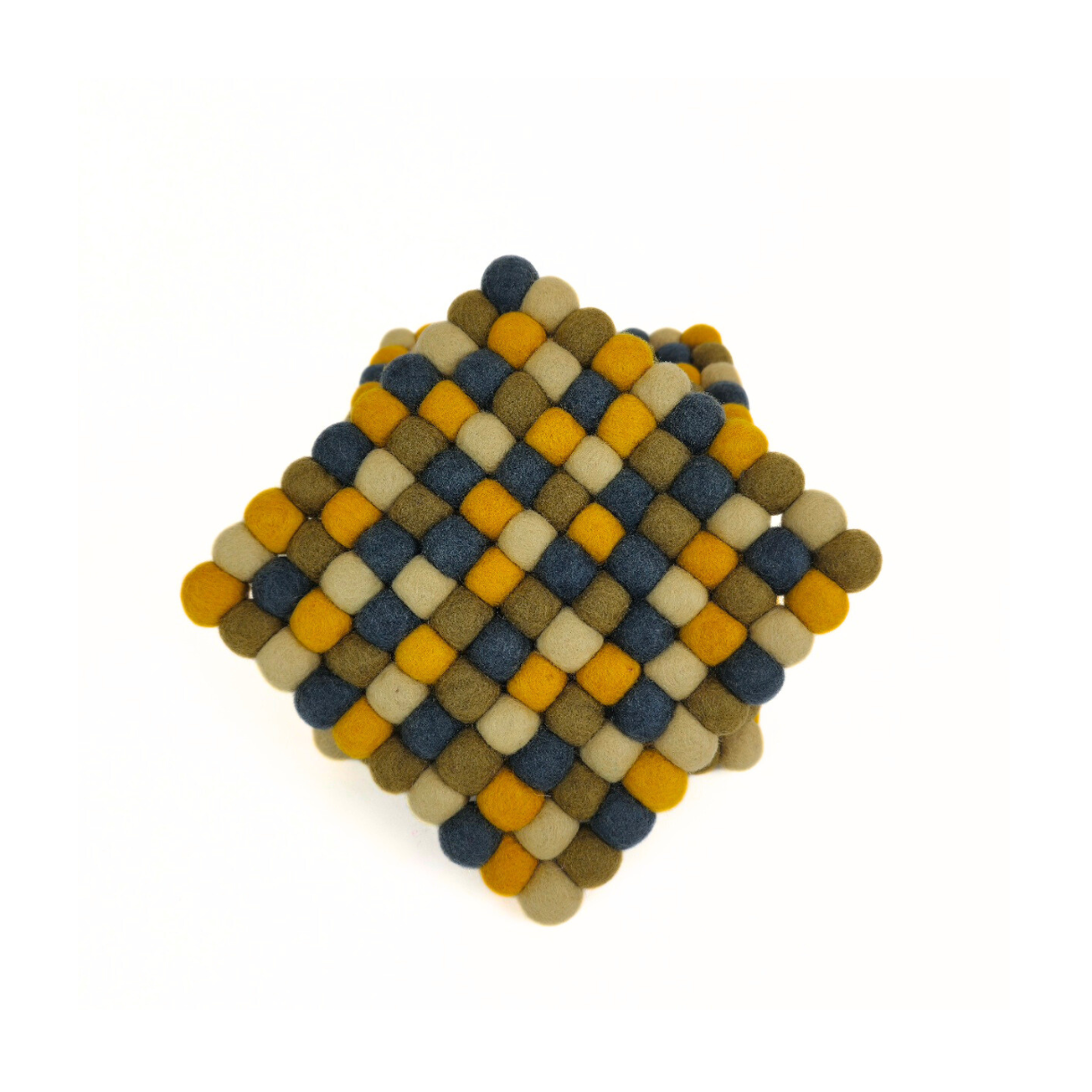 Multi Mustard & More Pom Pom Ball Trivet-Set Of 2Pcs.