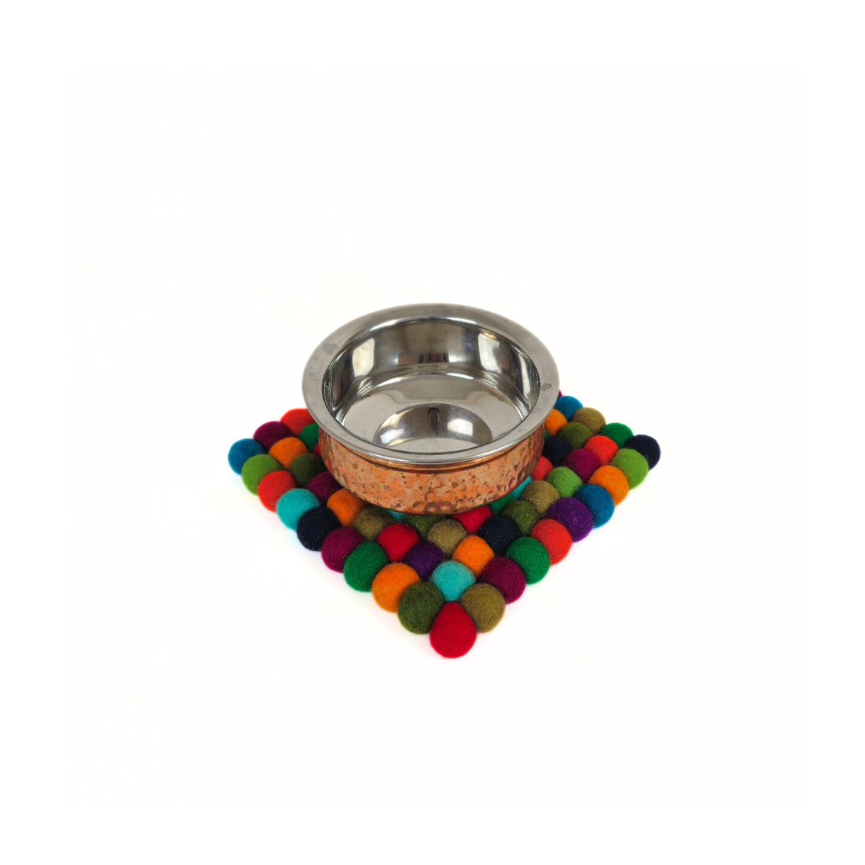 Multi Orange & More Pom Pom Ball Trivet-Set Of 2Pcs.