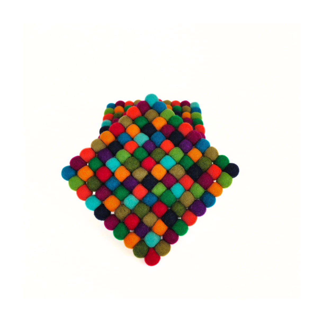 Multi Orange & More Pom Pom Ball Trivet-Set Of 2Pcs.