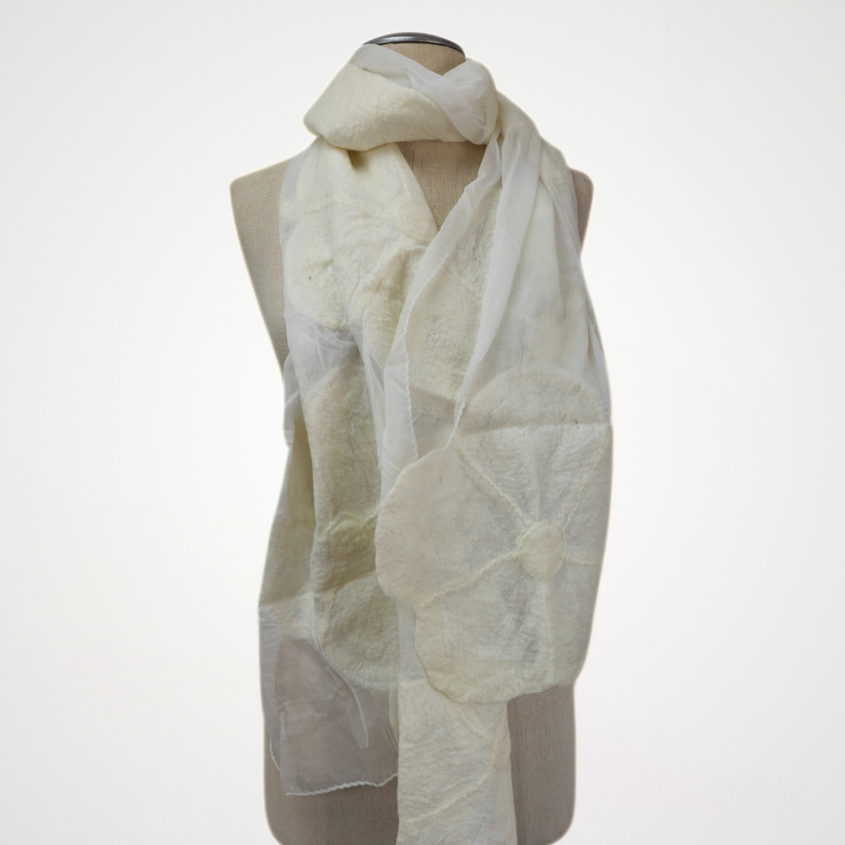 Floppy Flower Merino Wool & Silk Felted Scarf