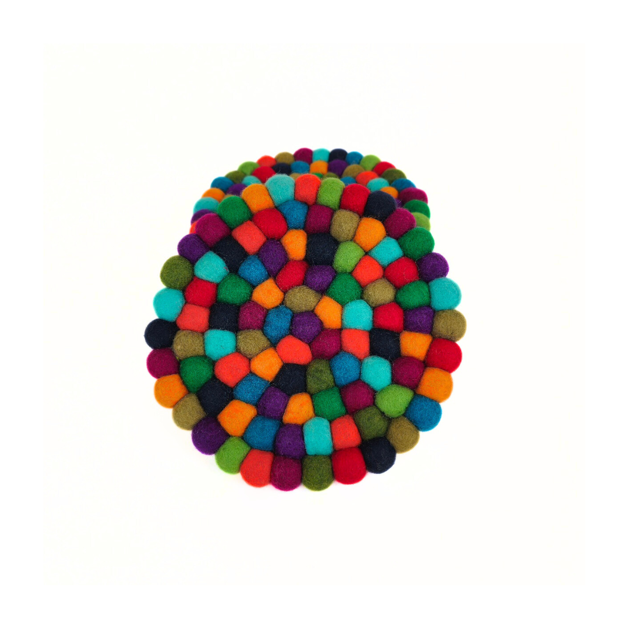 Multi Orange & More Pom Pom Ball Trivet-Set Of 2Pcs.