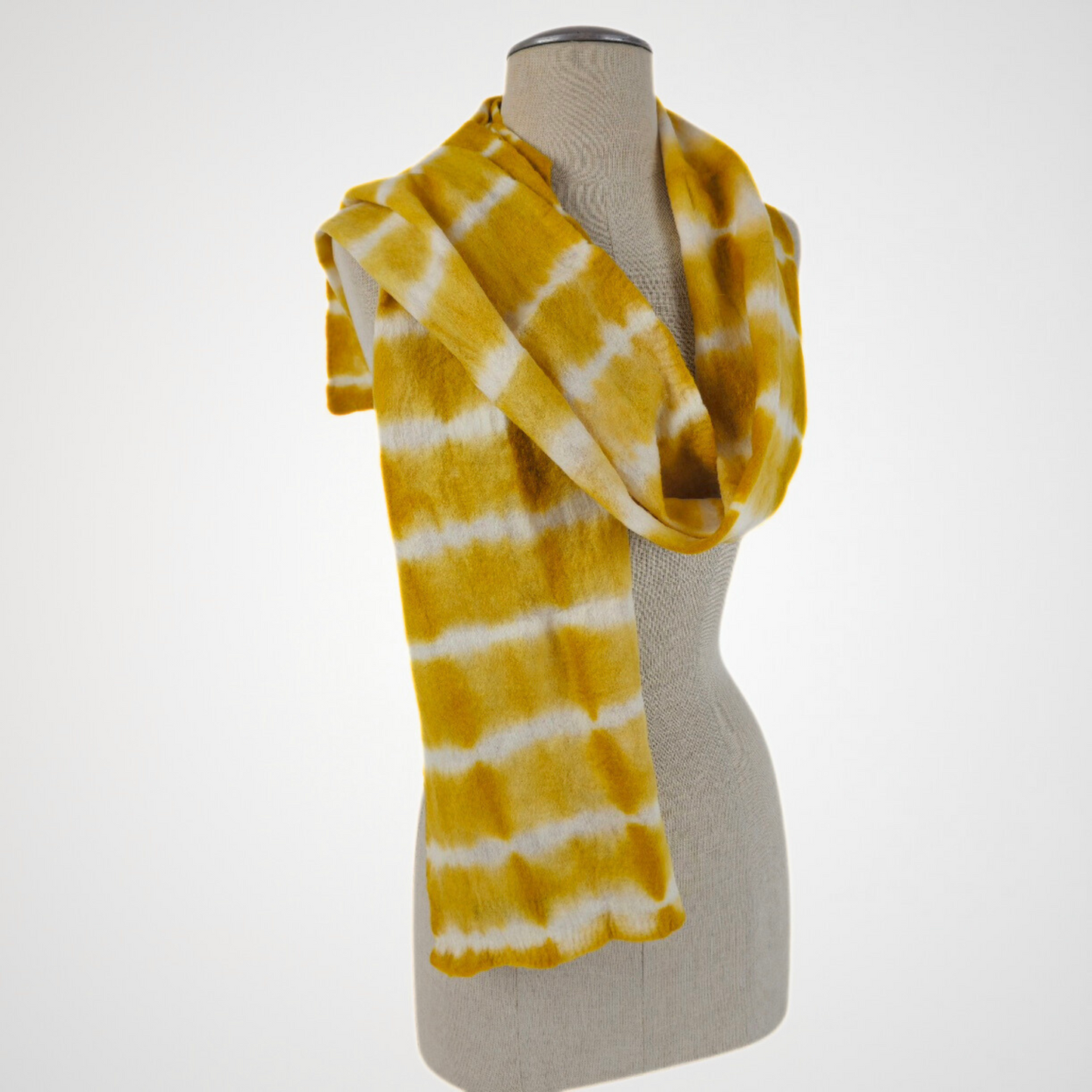Merino Wool Tie Dye Felted Scarf-Mustard