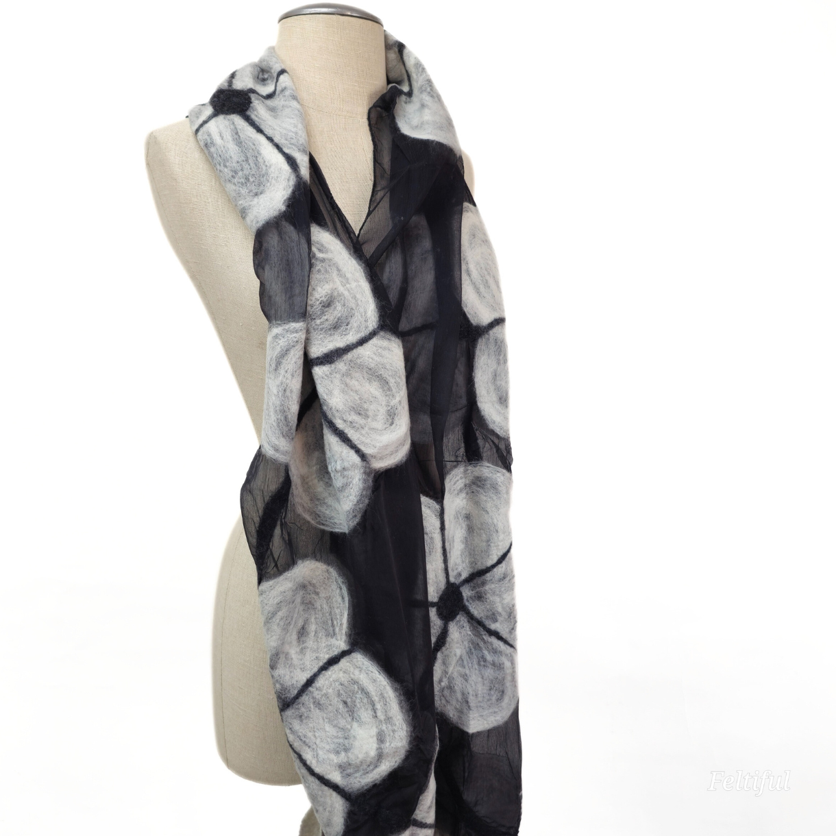 Floppy Flower Merino Wool & Silk Felted Scarf