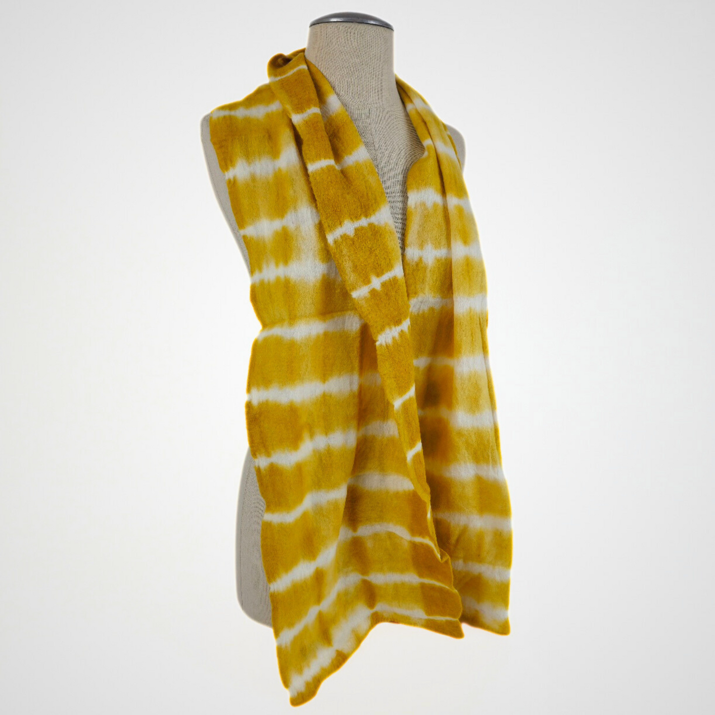 Merino Wool Tie Dye Felted Scarf-Mustard