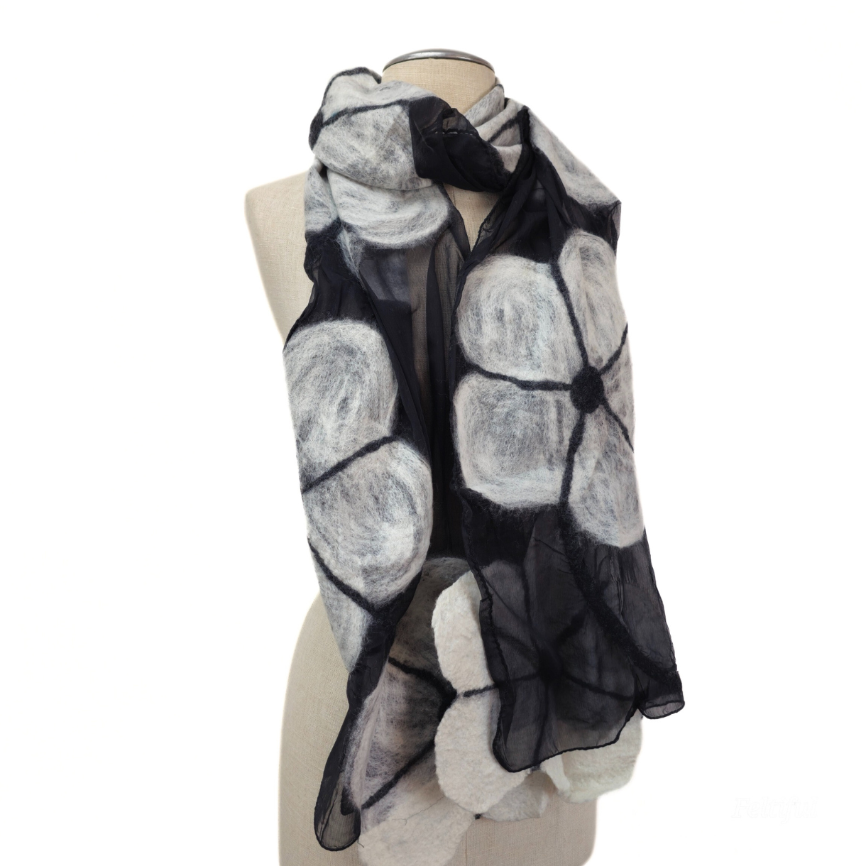 Floppy Flower Merino Wool & Silk Felted Scarf