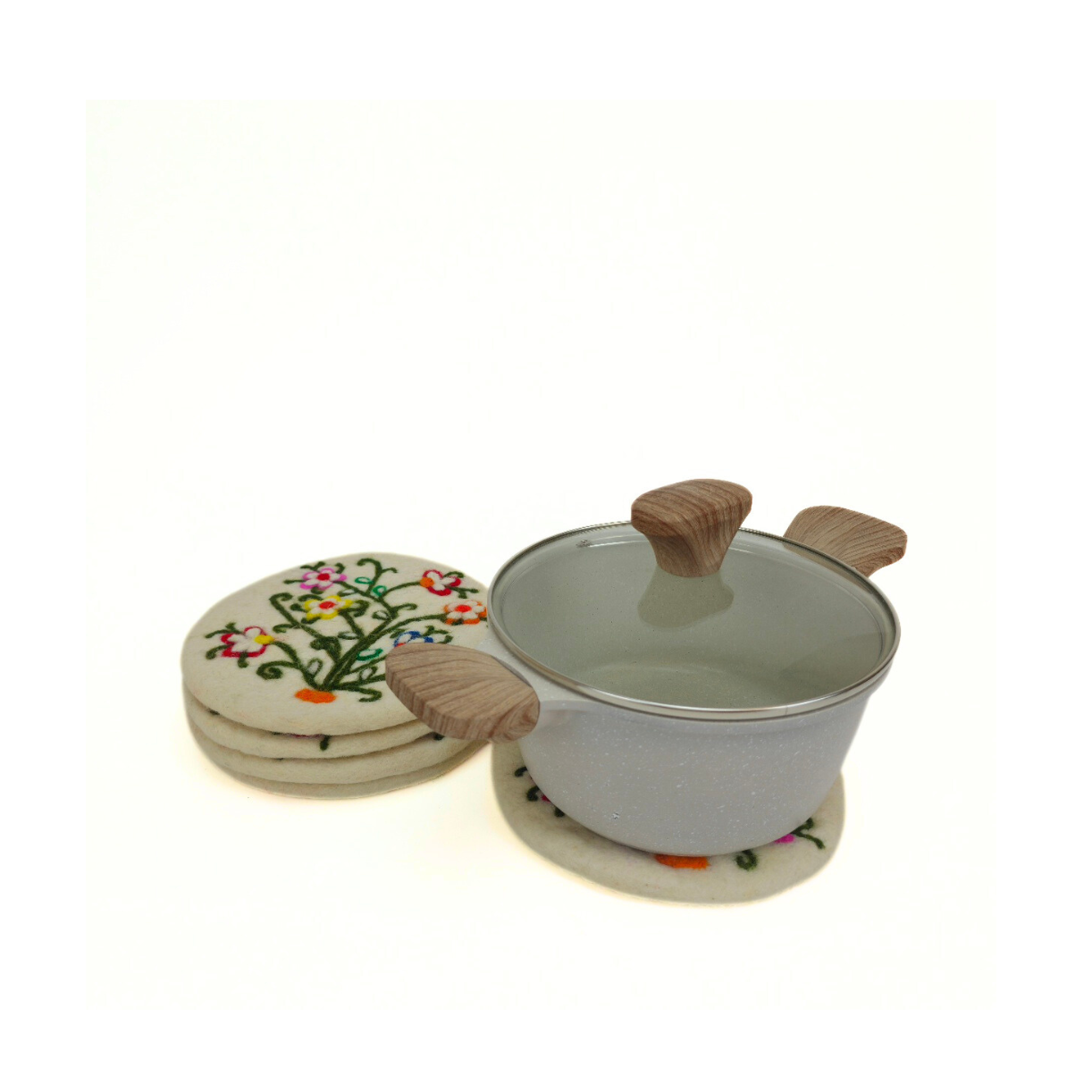 Needle Felted Trivet-Set Of 2Pcs.