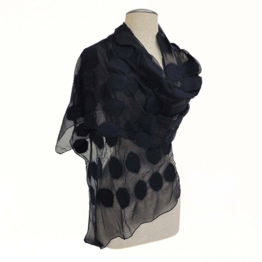 One Color Polka Dotted Merino Wool Felt Scarf