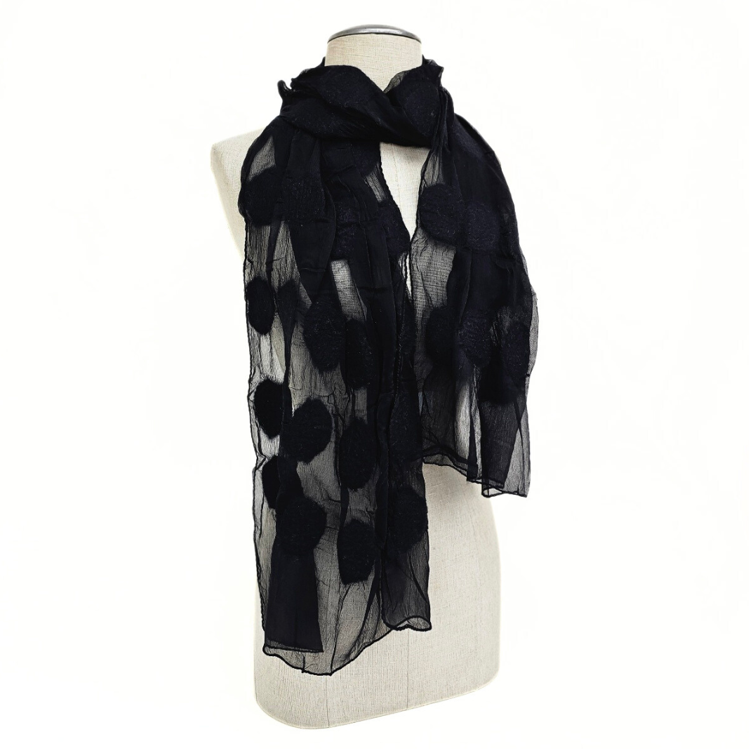 One Color Polka Dotted Merino Wool Felt Scarf