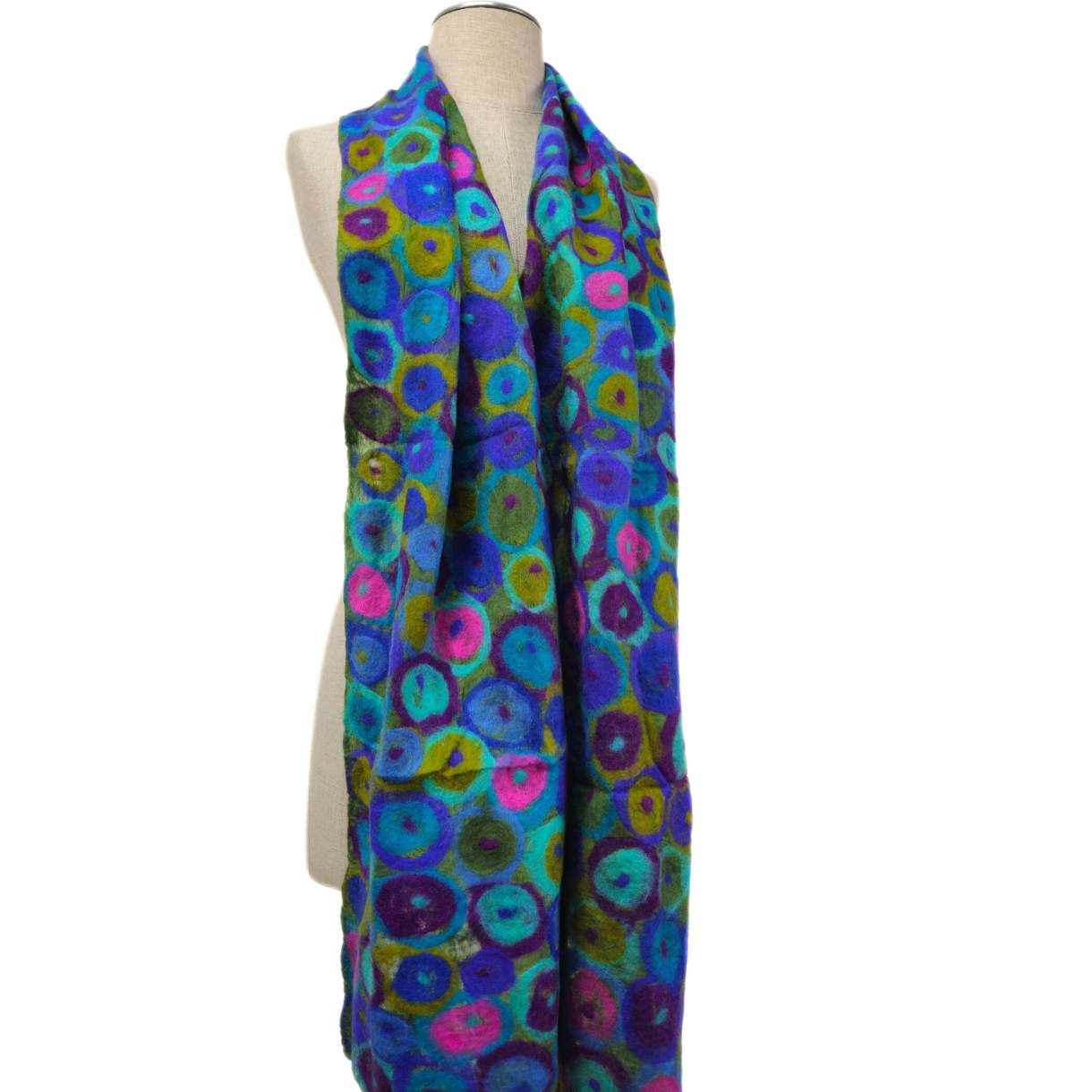 Polka Dotted Merino Wool & Silk Felted Scarf
