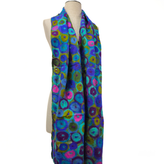 Polka Dotted Merino Wool & Silk Felted Scarf