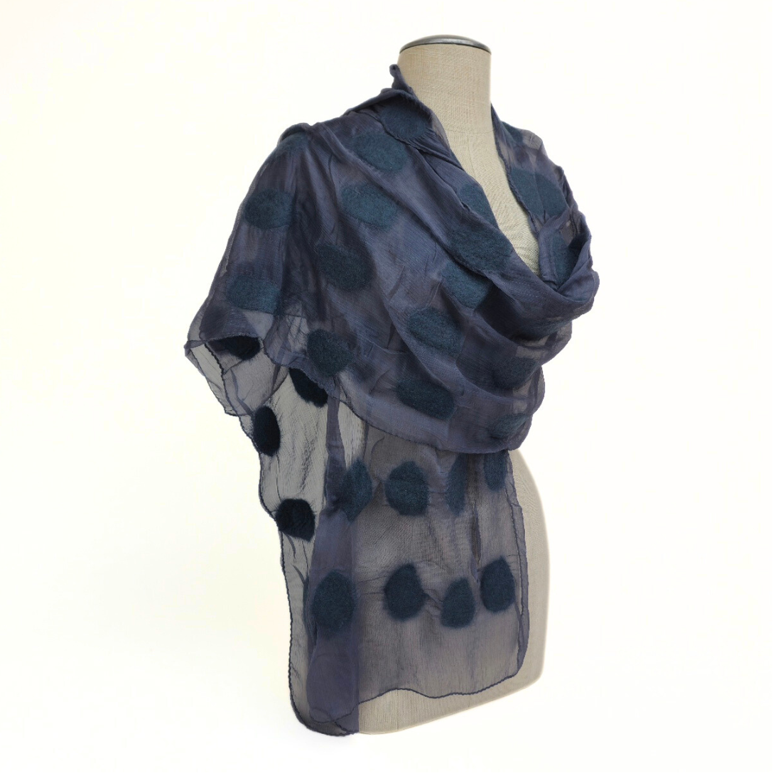 One Color Polka Dotted Merino Wool Felt Scarf