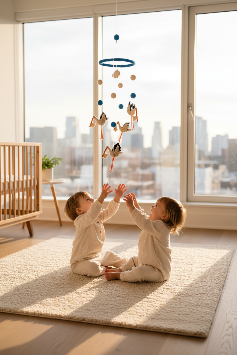White storks Mobile Hanging