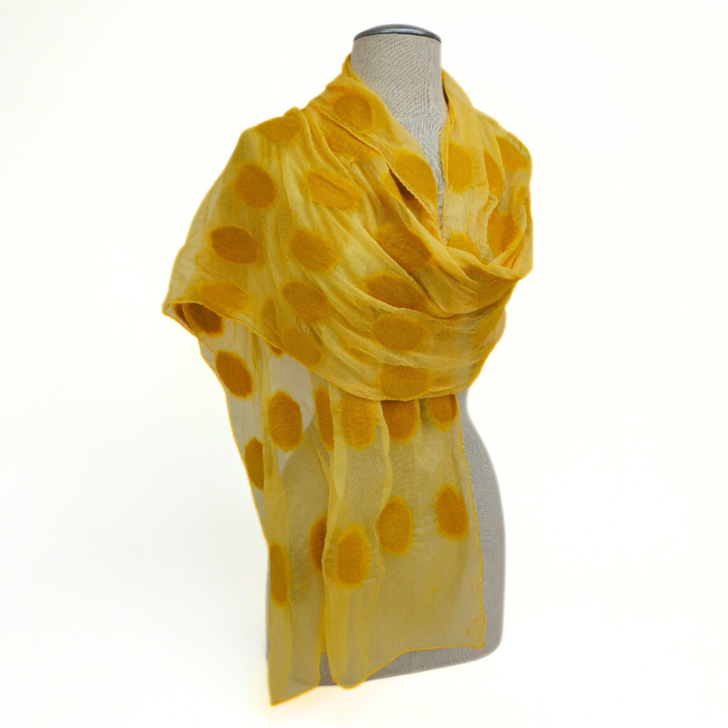 One Color Polka Dotted Merino Wool Felt Scarf