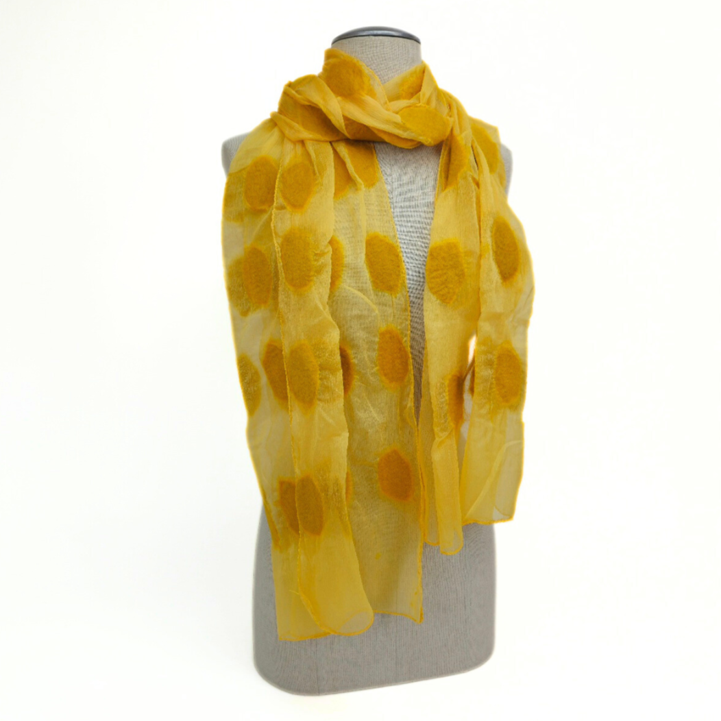 One Color Polka Dotted Merino Wool Felt Scarf