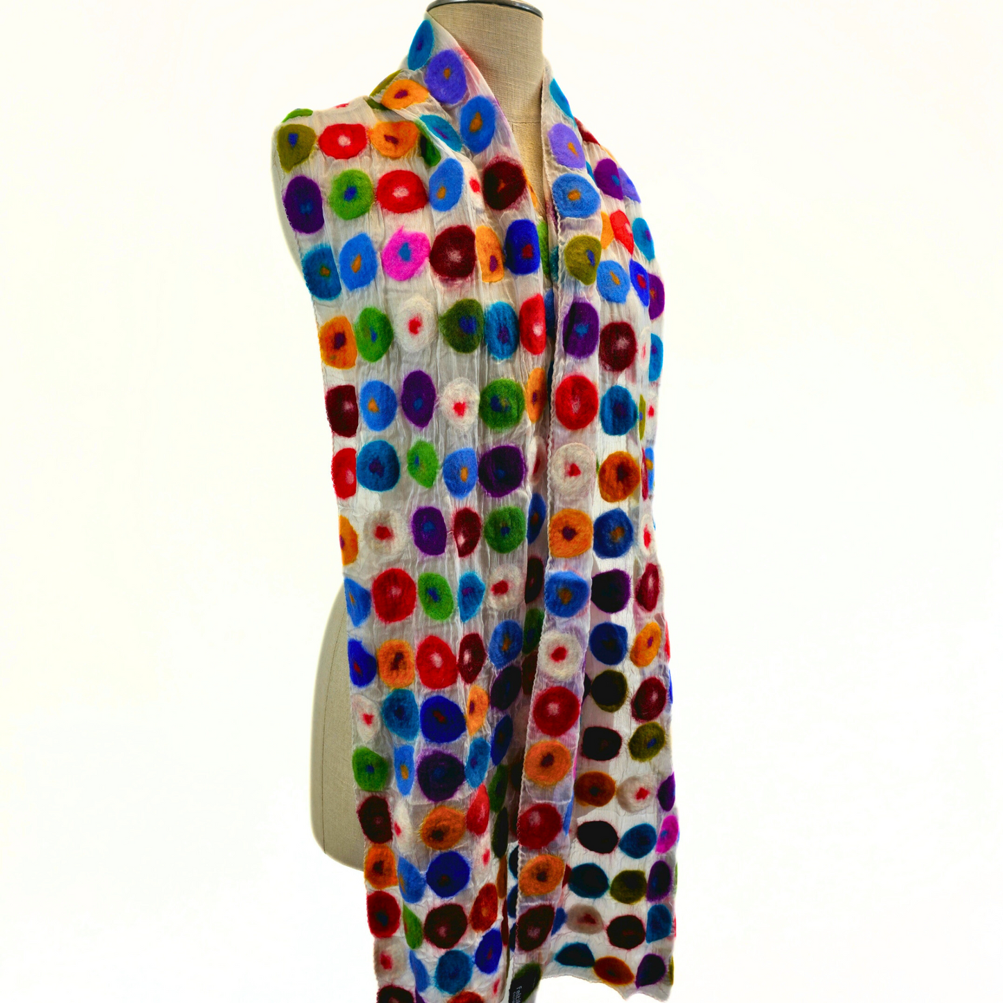 Multi Polka Dotted Merino Wool Felted Scarf