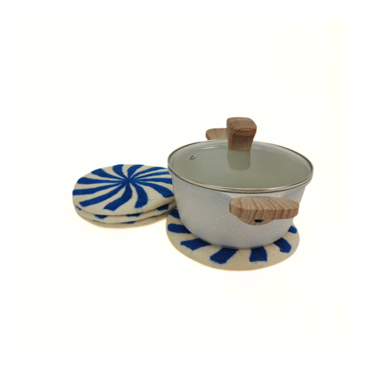 Needle Felted Swirl Trivet-Set Of 2Pcs.