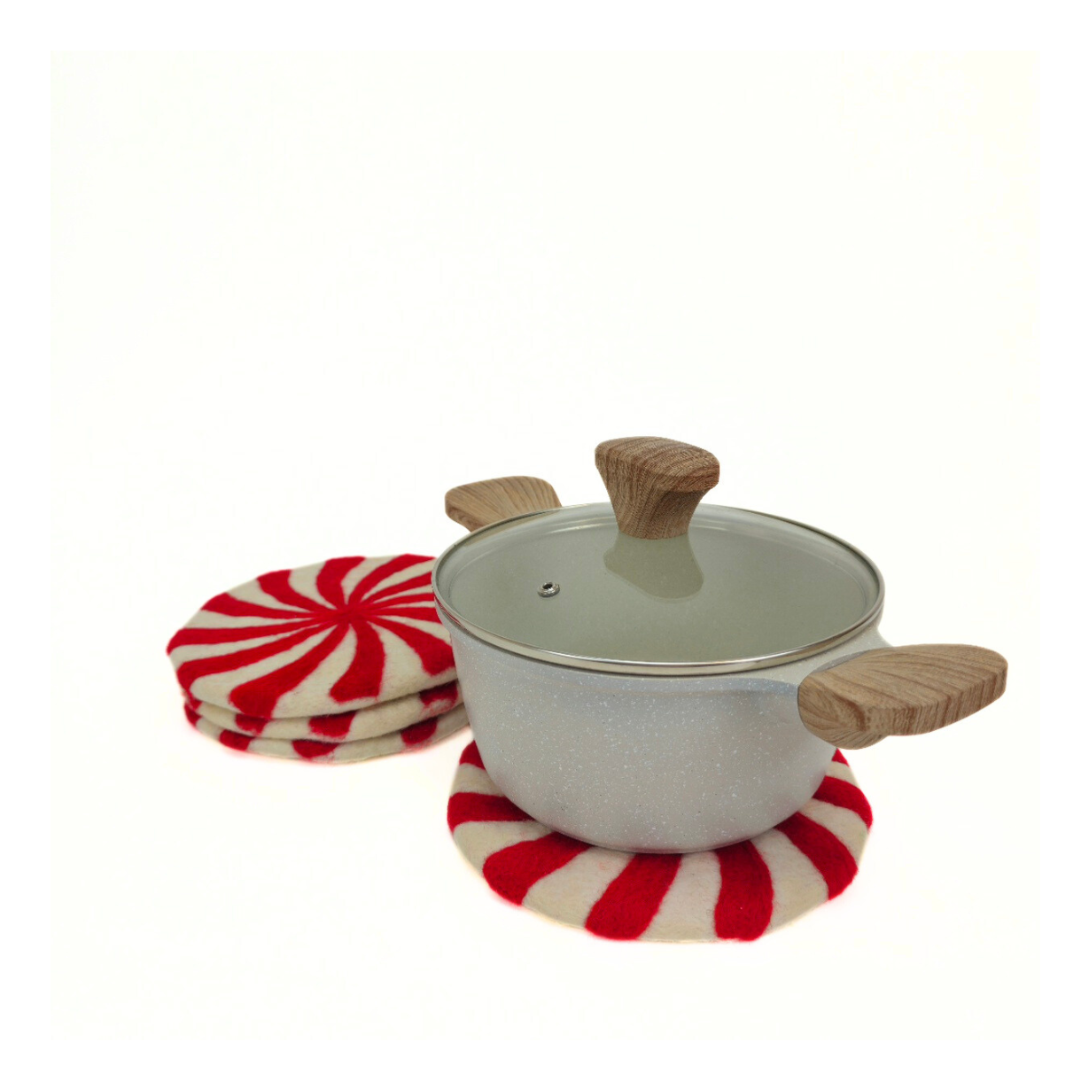 Needle Felted Swirl Trivet-Set Of 2Pcs.