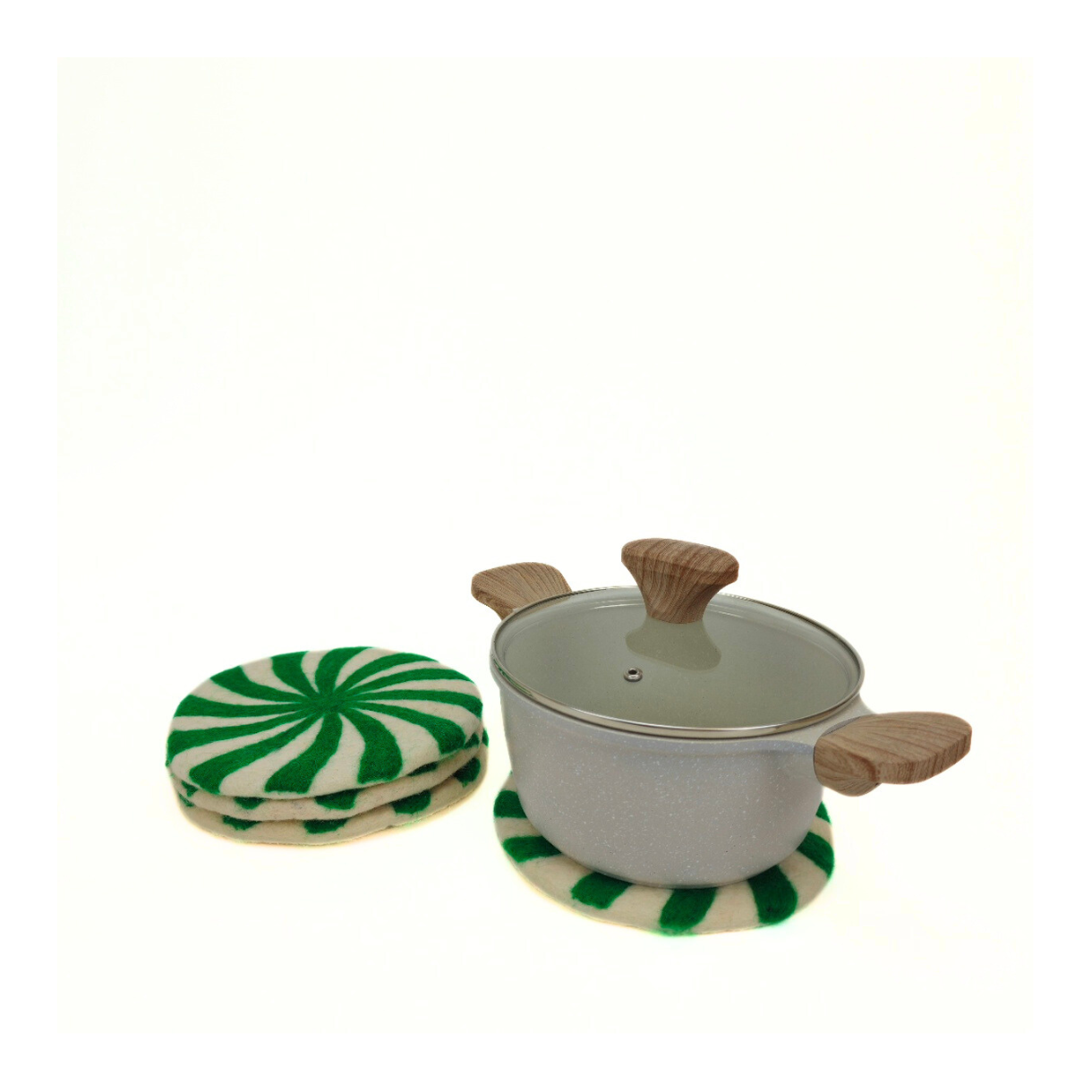 Needle Felted Swirl Trivet-Set Of 2Pcs.