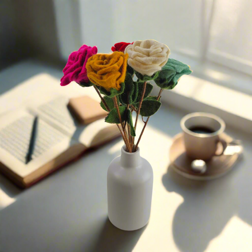 Hand Felted Rose Flower