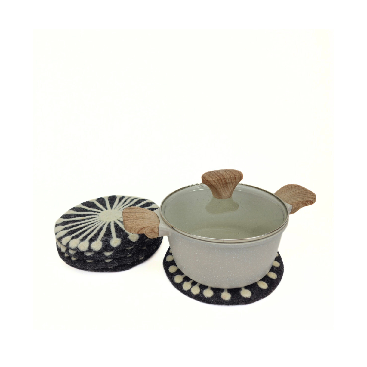 Web Needle Felted Trivet-Set Of 2Pcs.
