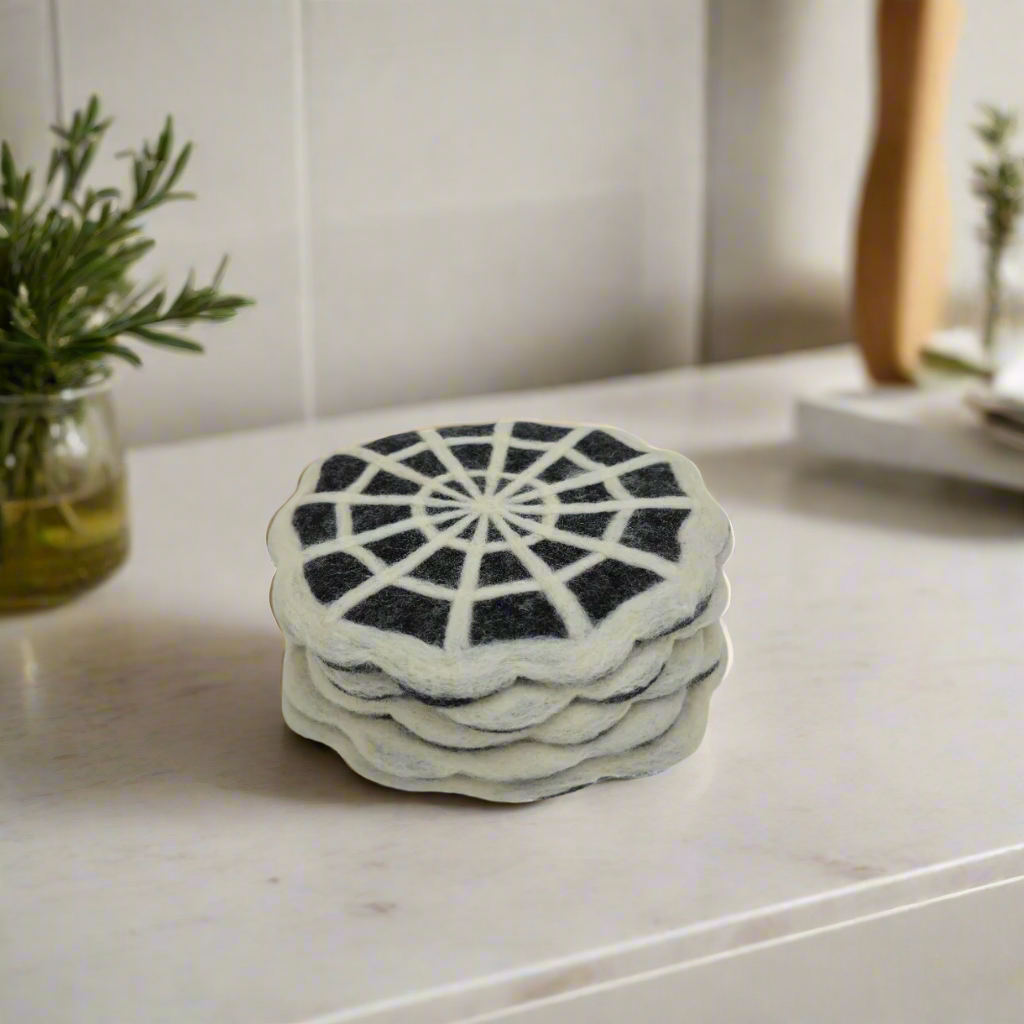Web Needle Felted Trivet-Set Of 2Pcs.