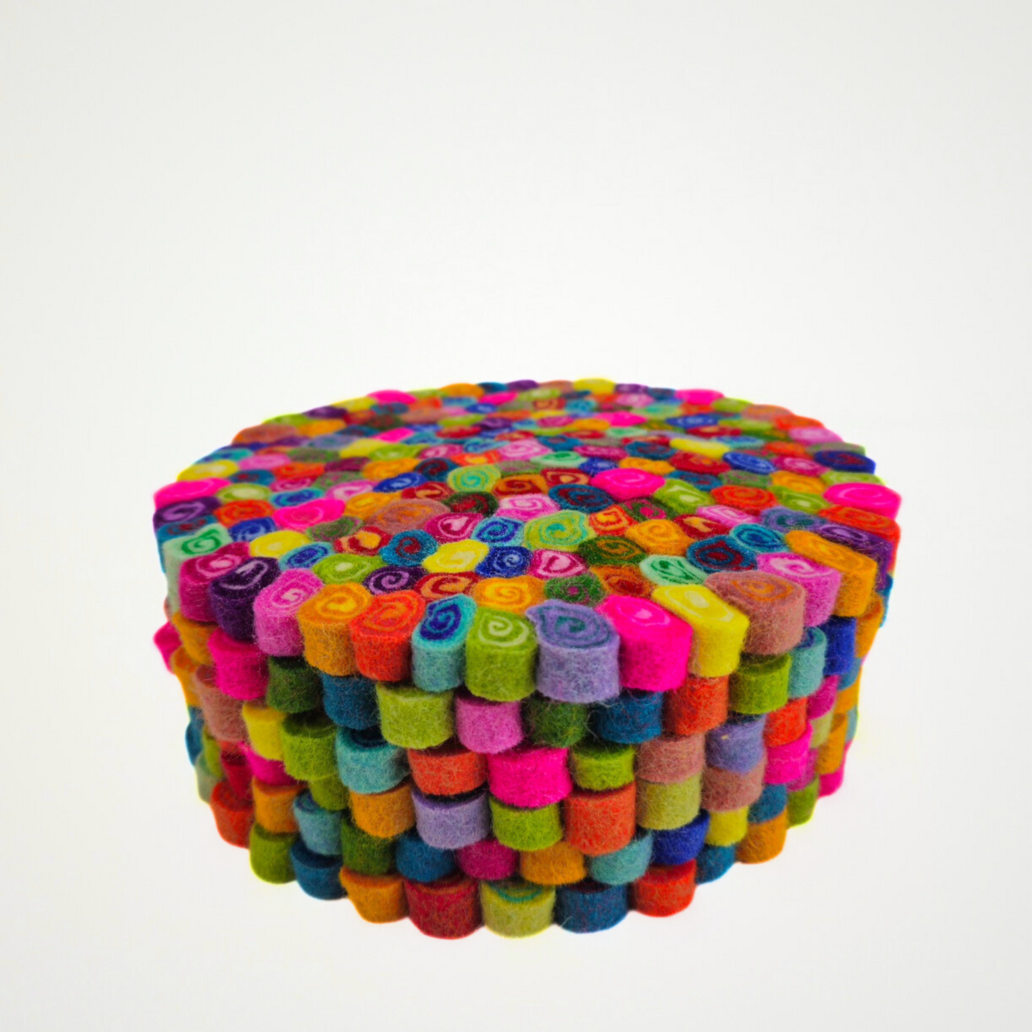 11mm Slice Candy Cut Pom Pom Felt Trivet-Set Of 2Pcs.