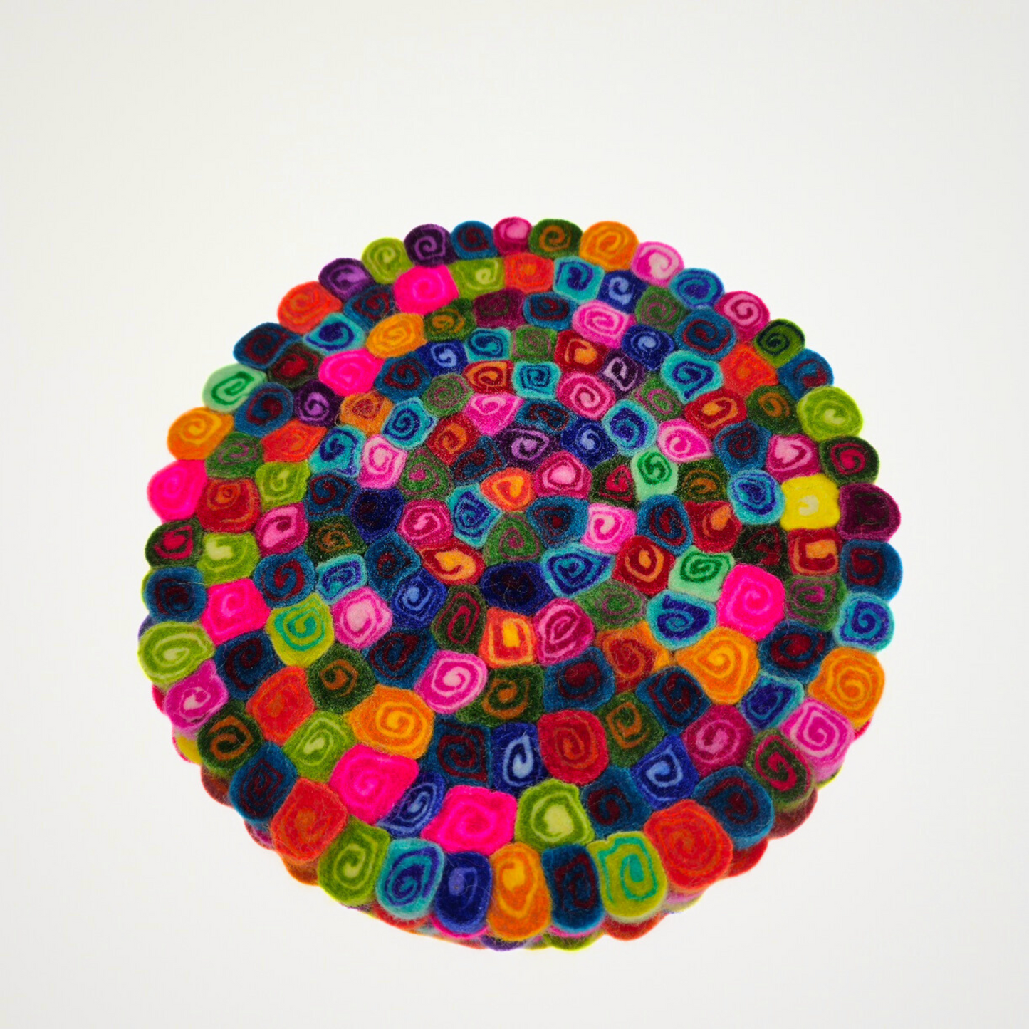 11mm Slice Candy Cut Pom Pom Felt Trivet-Set Of 2Pcs.