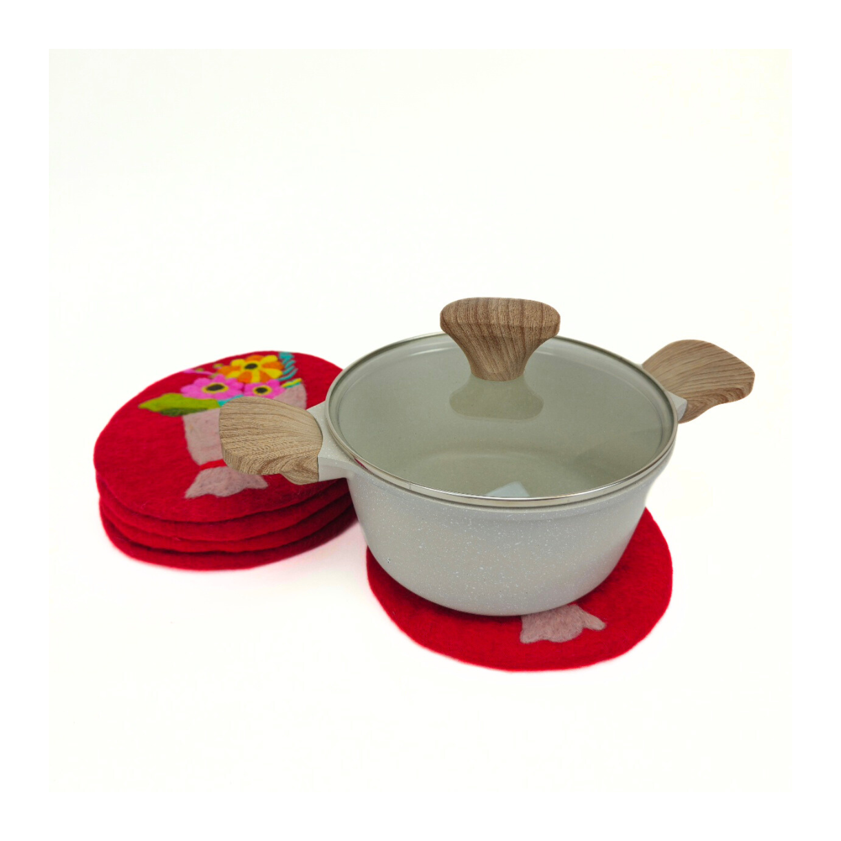 Needle Felted Trivet-Set Of 2Pcs.