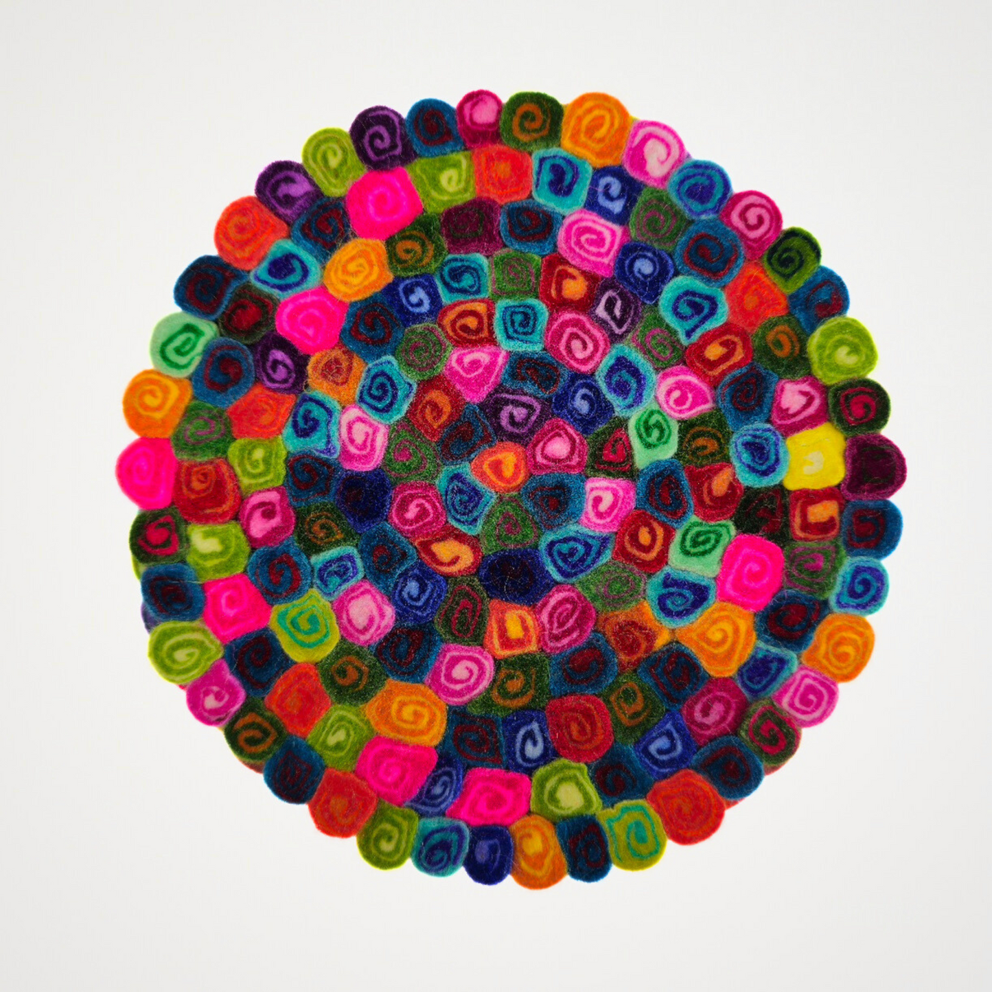 11mm Slice Candy Cut Pom Pom Felt Trivet-Set Of 2Pcs.