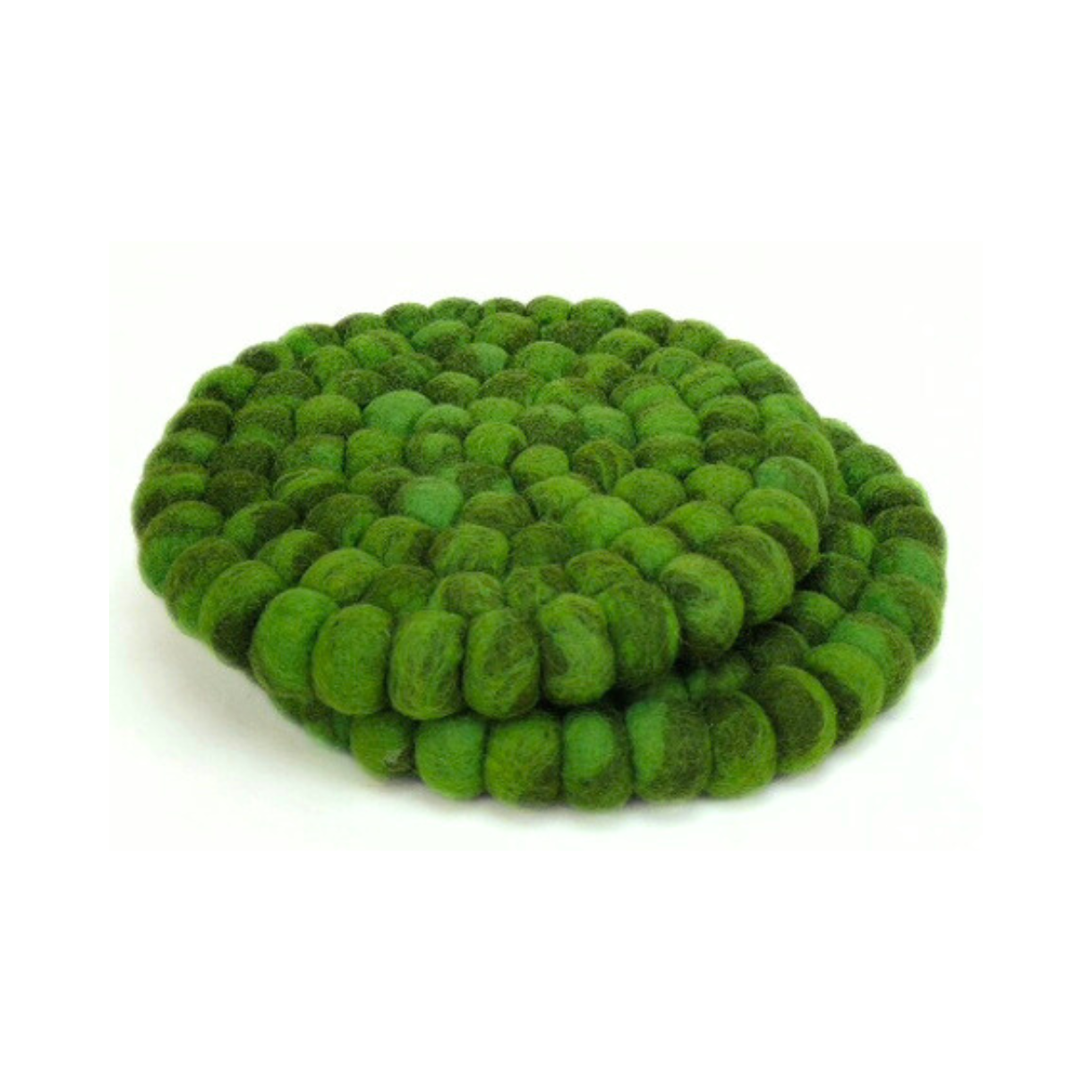 Green Tie Dye Pom Pom Ball Trivet-Set Of 2Pcs.