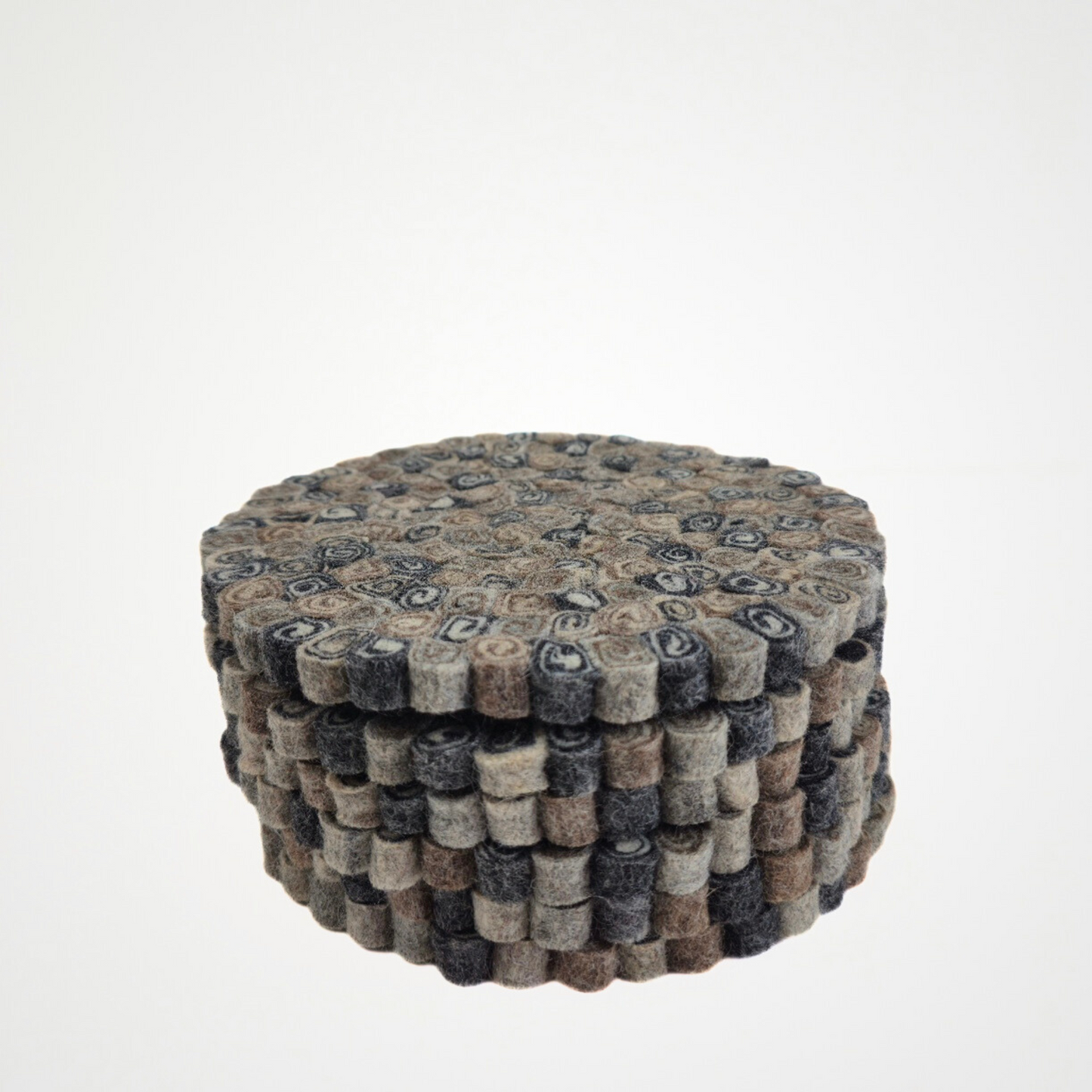 11mm Slice Candy Cut Pom Pom Felt Trivet-Set Of 2Pcs.