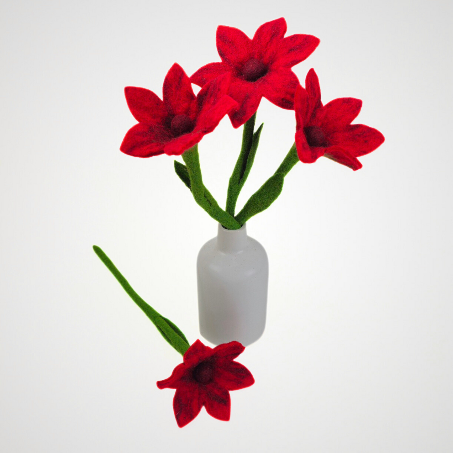 Hand Felted Red Lily Flower