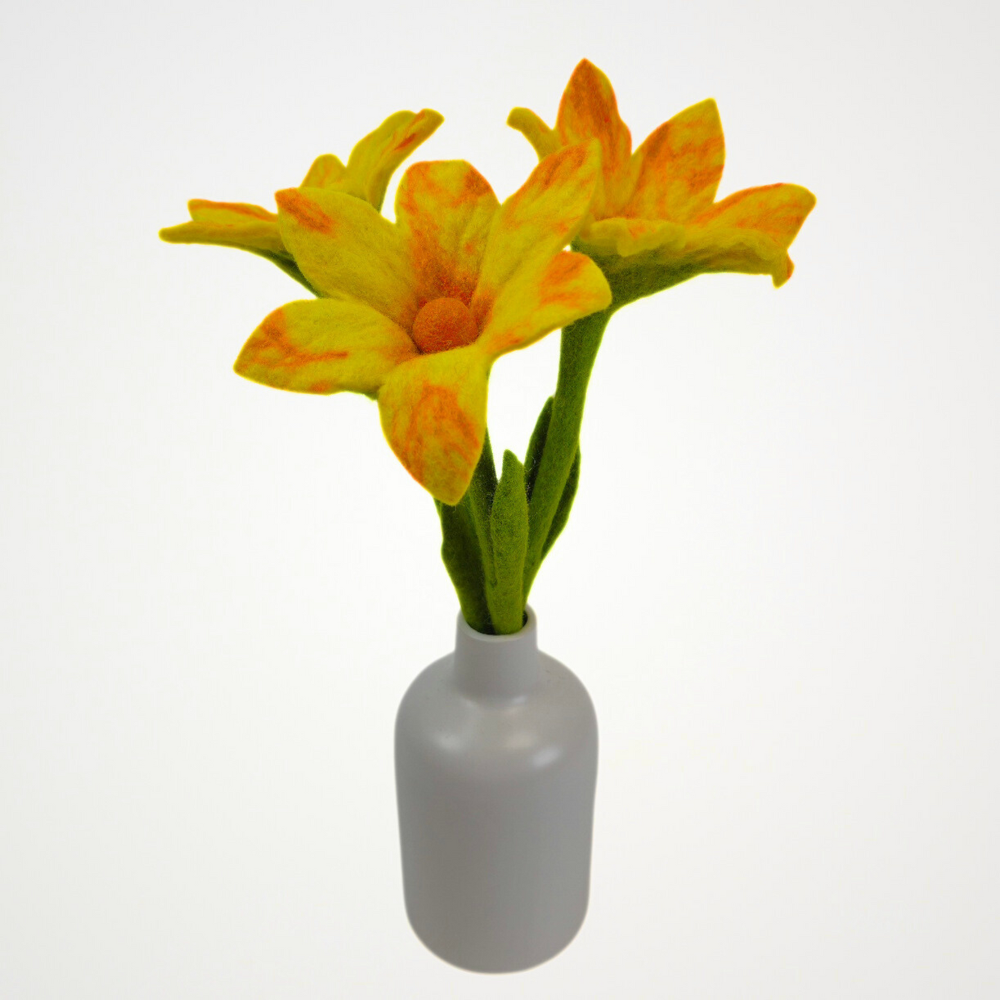 Hand Felted Yellow Lily Flower