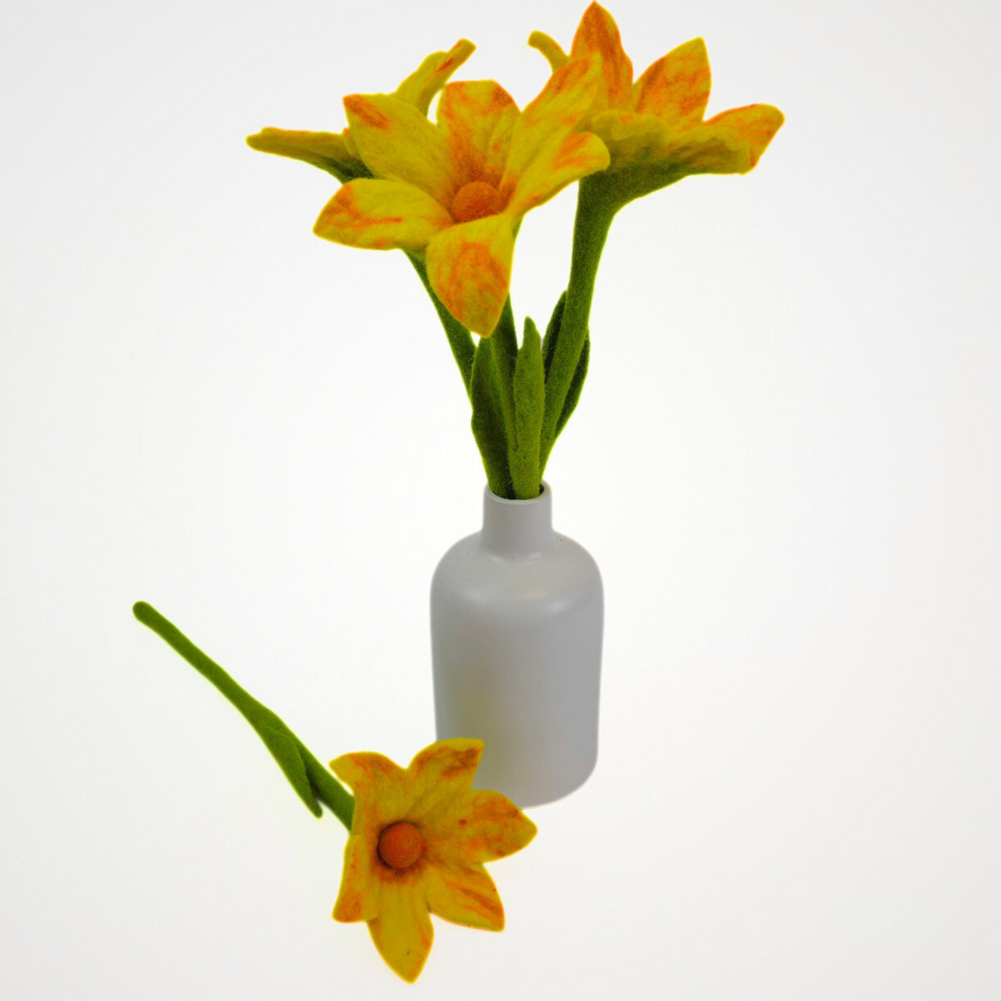 Hand Felted Yellow Lily Flower