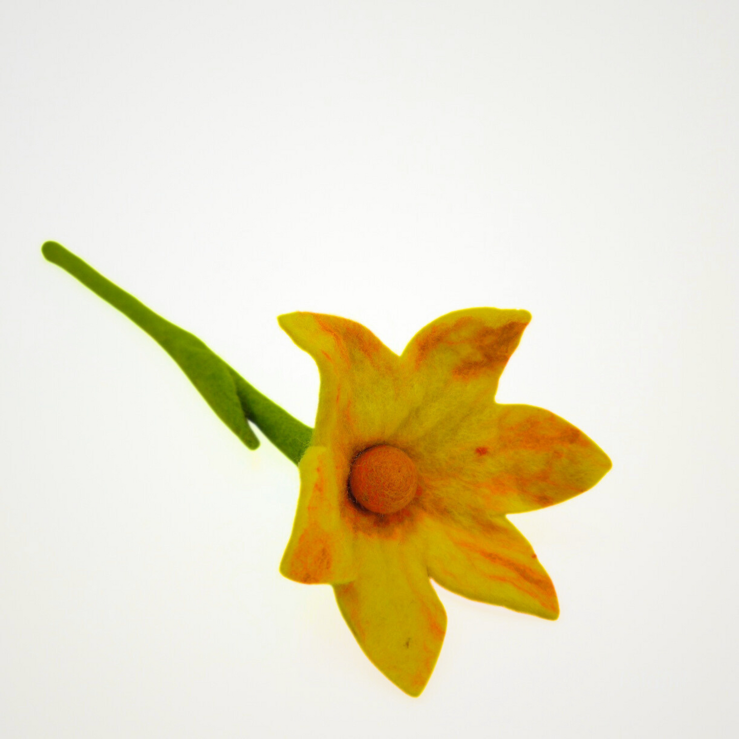 Hand Felted Yellow Lily Flower