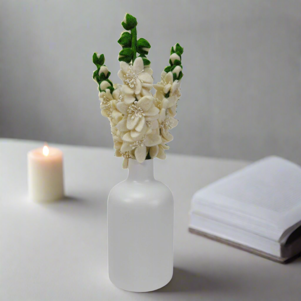 Hand Felted White Goldiolus Flower