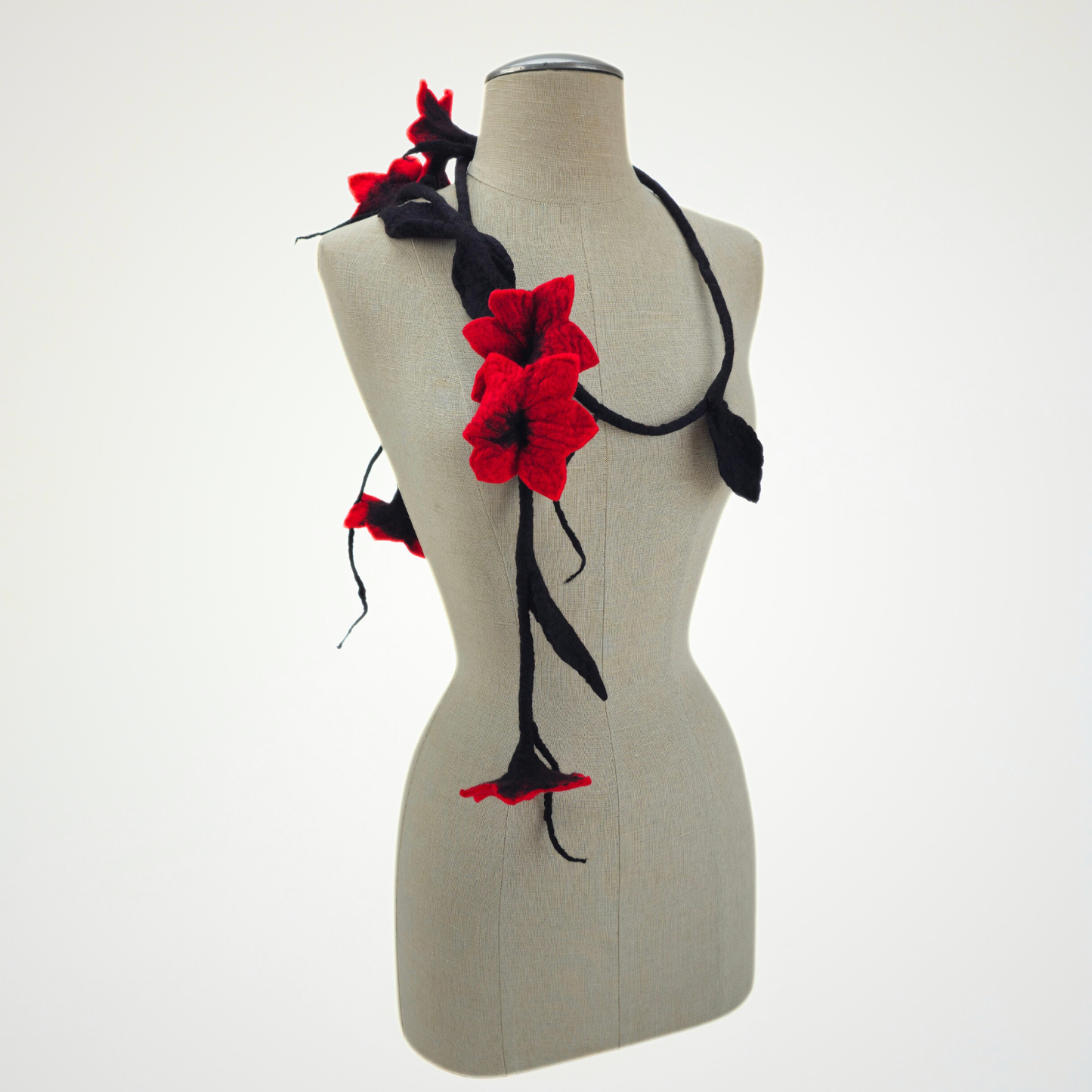 6 Red Flowers Scarf, Flowers Garland or Wall Hanging