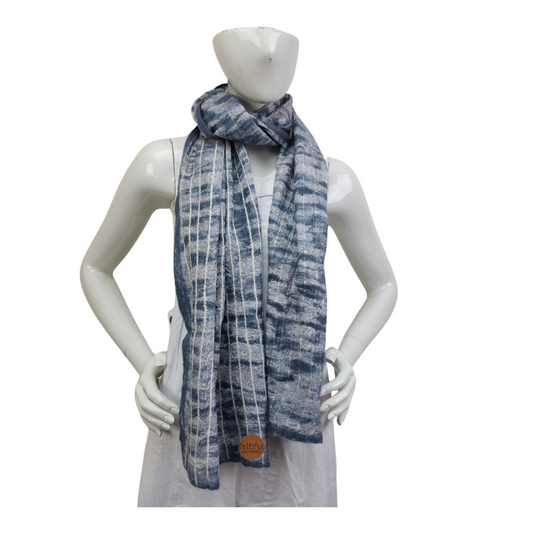 Merino Wool & Silk Lines Felted Scarf