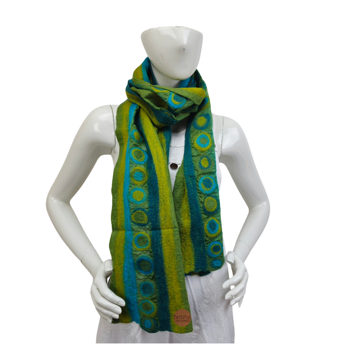Double Line Polka Dotted Merino Wool & Silk Felted Scarf