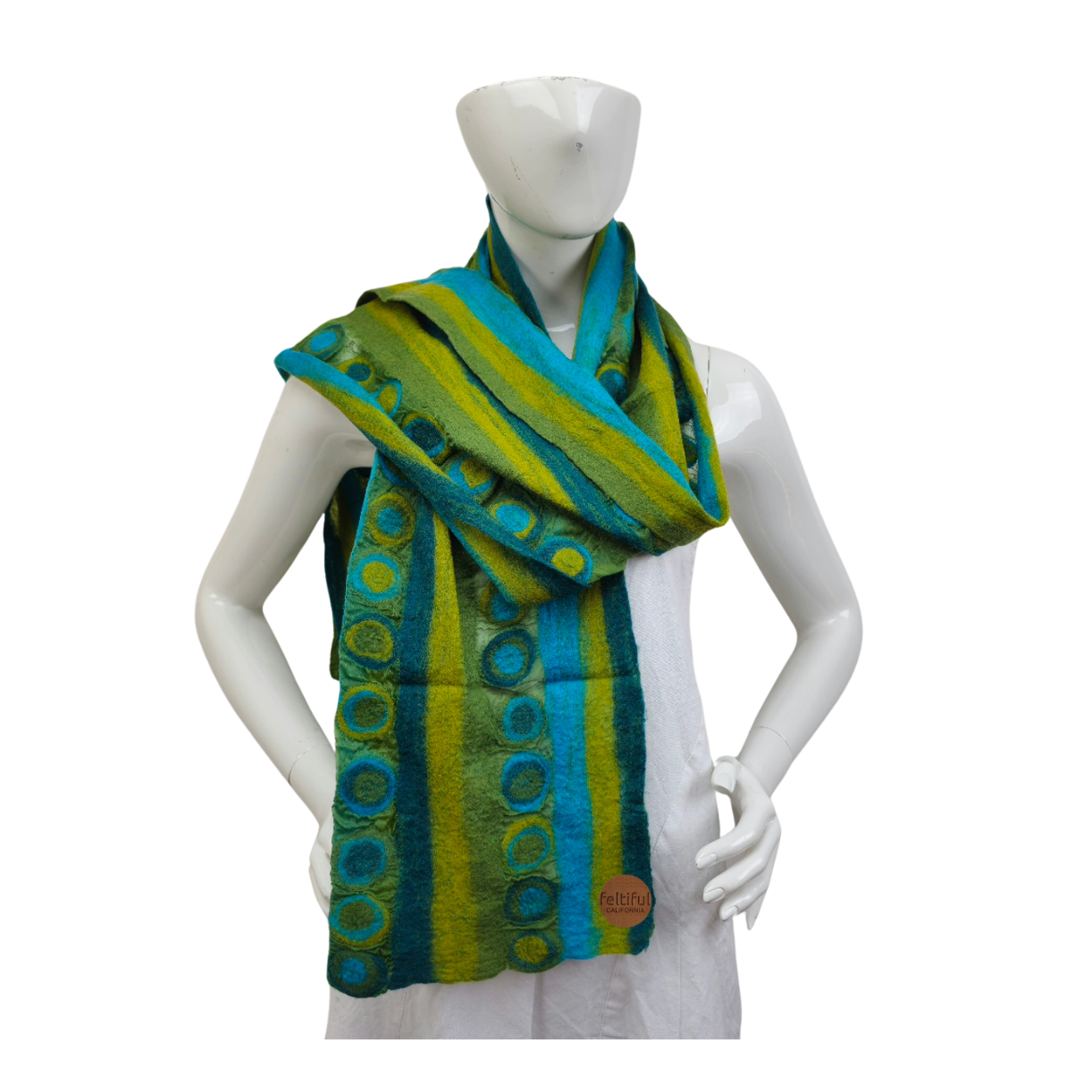 Double Line Polka Dotted Merino Wool & Silk Felted Scarf