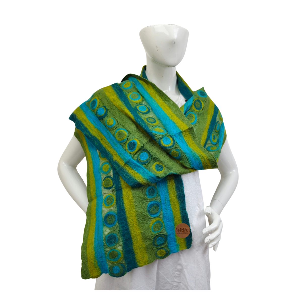 Double Line Polka Dotted Merino Wool & Silk Felted Scarf