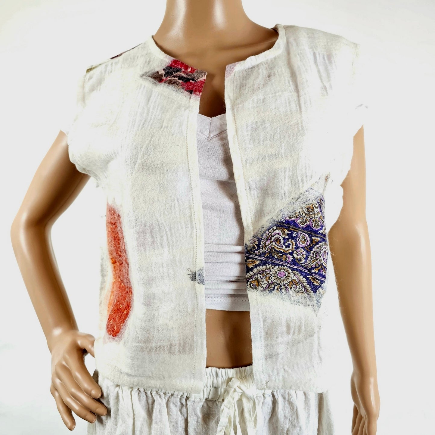 Assorted Patch White Ladies Vest