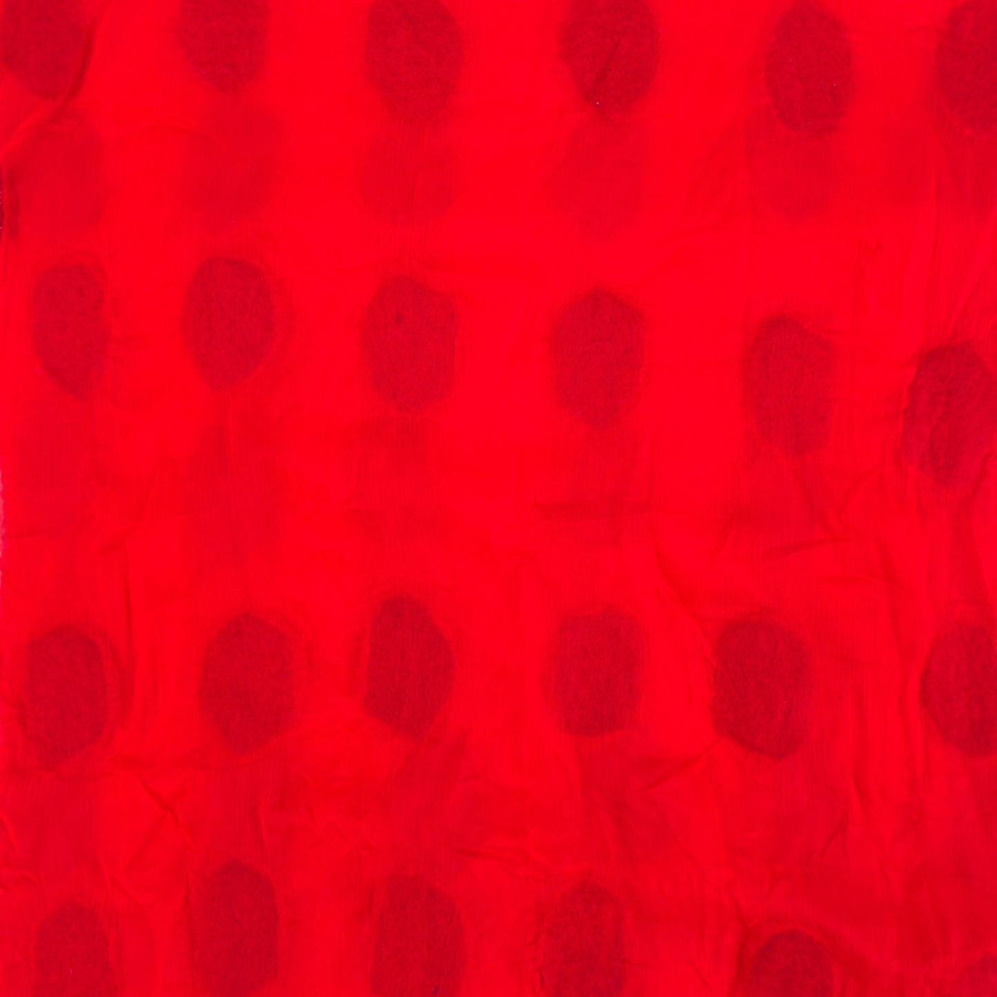 Red Silk Felted Scarf with White Polka Dots
