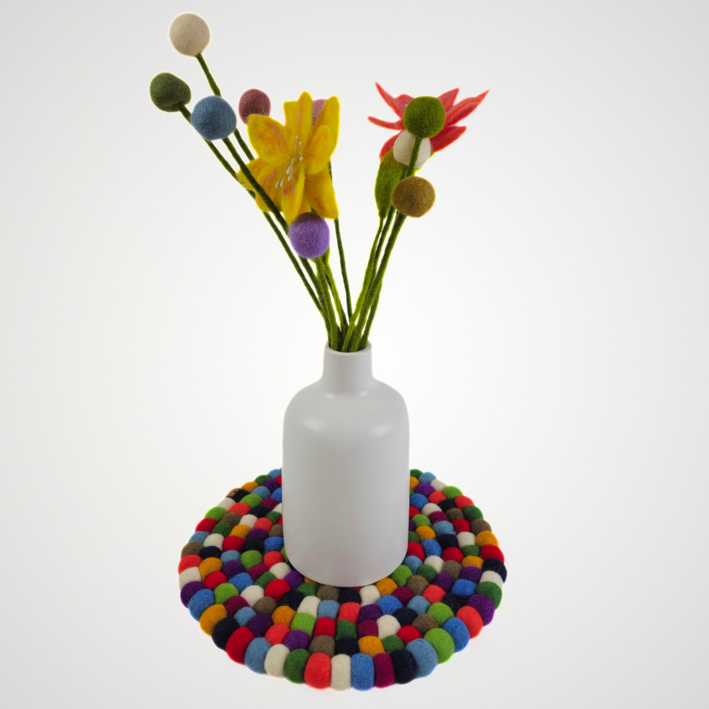 12-Inch Pom Pom Ball Round Placemat-Set Of 2Pcs.